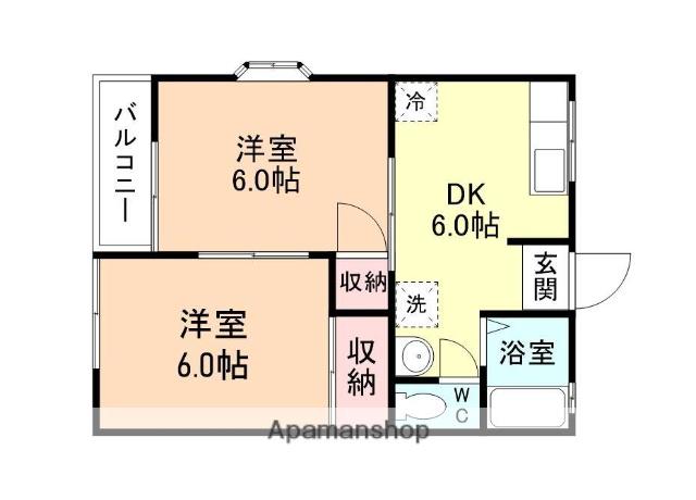 ソルシェ・K A(2DK/1階)の間取り写真