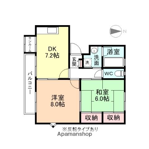 ポートサイド萩原400 E(2DK/2階)の間取り写真