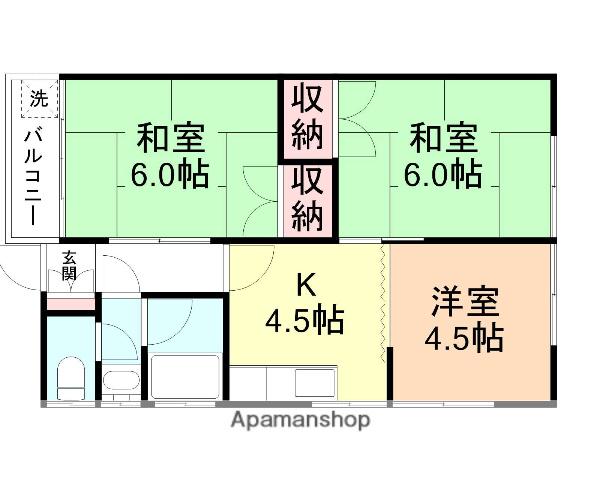 シーサイドヤマダ(3K/2階)の間取り写真