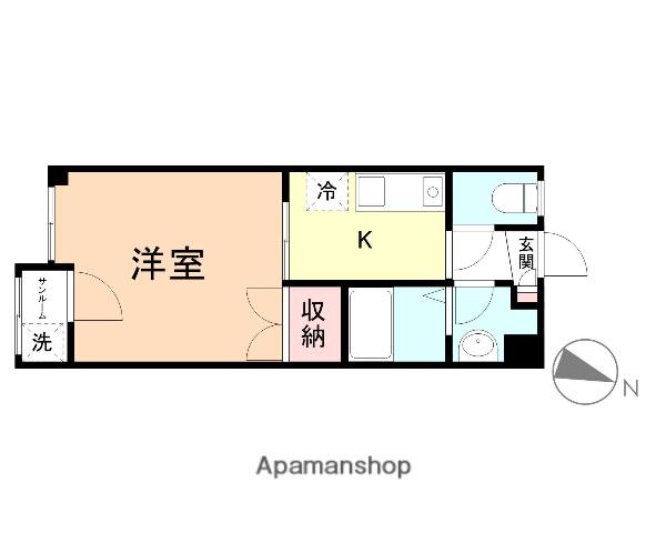 スカイヒルズ(1K/3階)の間取り写真