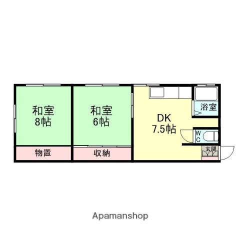第一藤木ハイツ(2DK/1階)の間取り写真