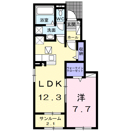シャインビューⅤ(1LDK/1階)の間取り写真