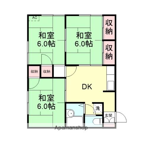 マンションなかむら(3DK/1階)の間取り写真