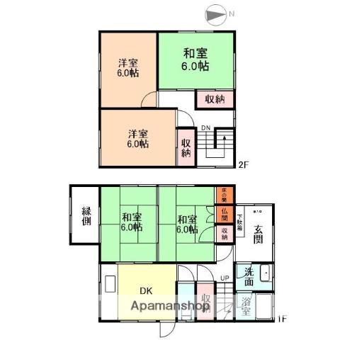 富山地鉄富山港線 城川原駅 徒歩11分 2階建 築49年(5DK)の間取り写真