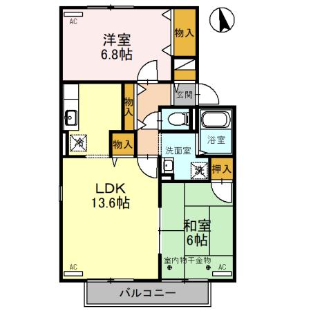 ヴィラ・アネシスG棟(2LDK/2階)の間取り写真