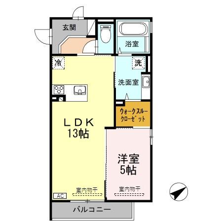 リヤン環水(1LDK/3階)の間取り写真