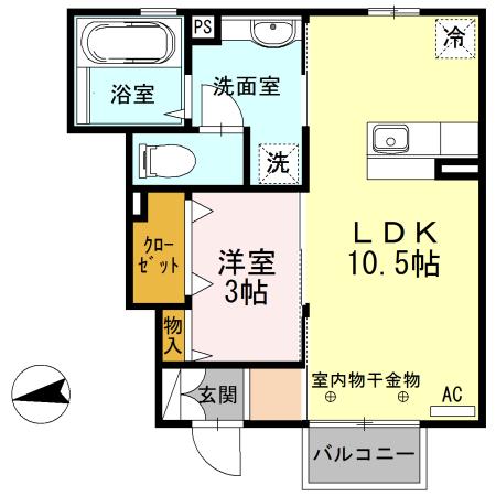 リシェス・オカザキ6(1LDK/1階)の間取り写真