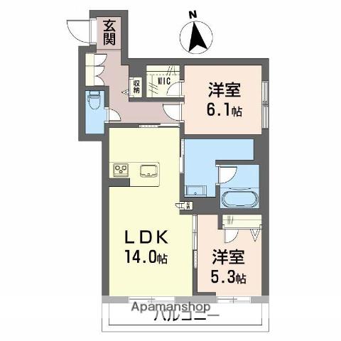 シャーメゾン アトリエ—ル(2LDK/2階)の間取り写真