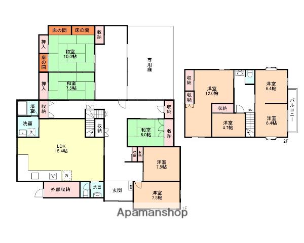 高山本線 東八尾駅 徒歩64分 2階建 築49年(7SLDK)の間取り写真