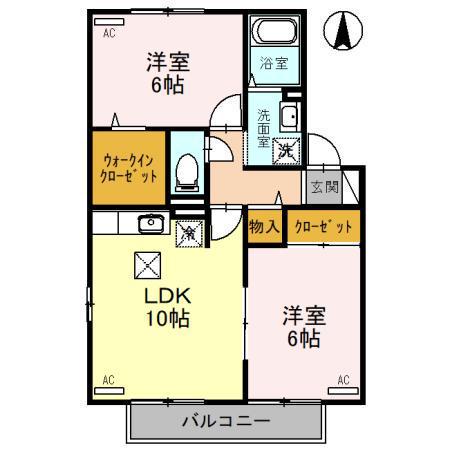 カメリア(2LDK/1階)の間取り写真