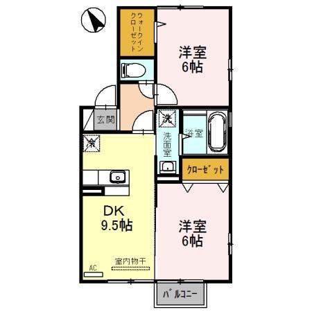 ティアラ(1LDK/2階)の間取り写真