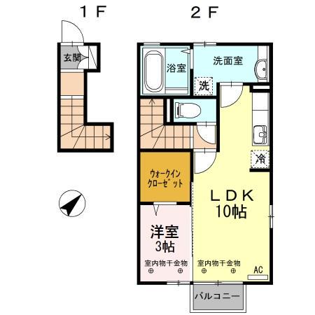 D-ROOM蓮町(1LDK/2階)の間取り写真