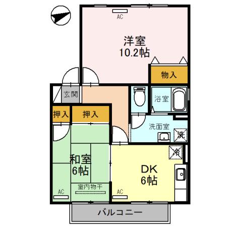 ヴィラ・アネシスD(2DK/2階)の間取り写真
