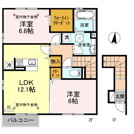 D-ROOM五百石(2LDK/2階)の間取り写真
