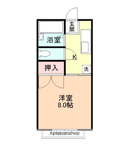 カレッジM(1K/2階)の間取り写真