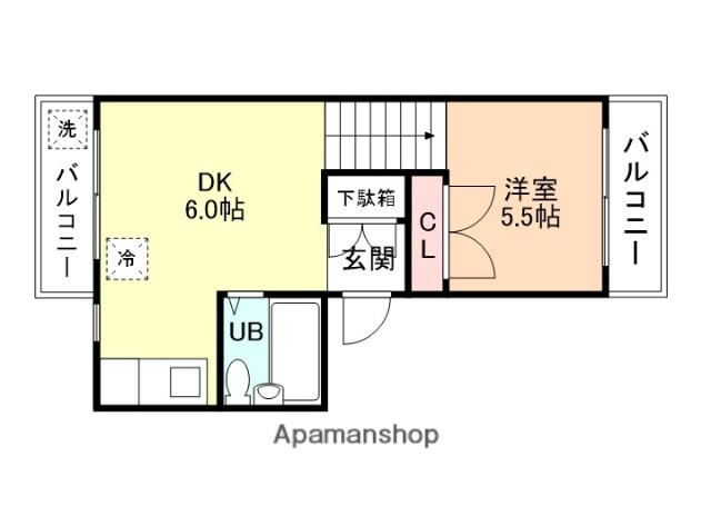 サニークレストますだ(1DK/2階)の間取り写真