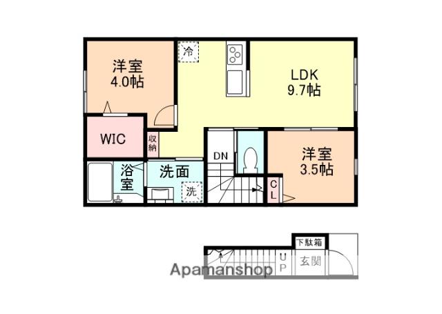 EDGEMOMENT町村(2LDK/2階)の間取り写真