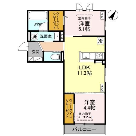 D-GRANDE下轡田 C(2LDK/2階)の間取り写真