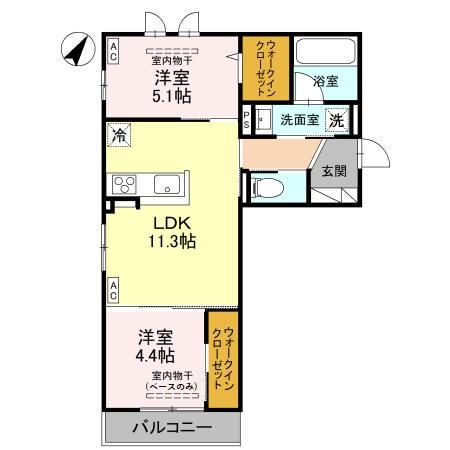 D-GRANDE下轡田 C(2LDK/2階)の間取り写真