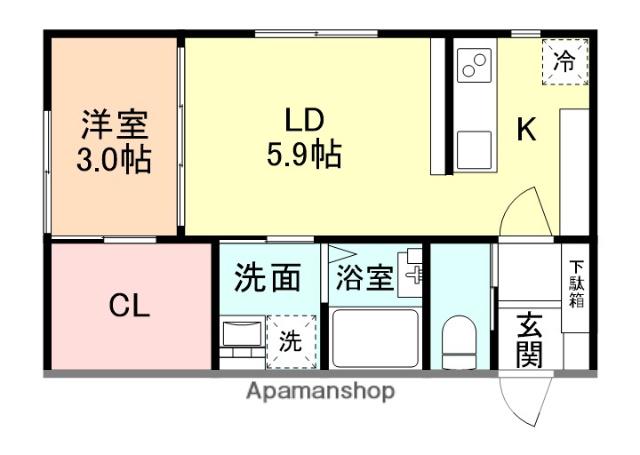 AILE(1LDK/1階)の間取り写真