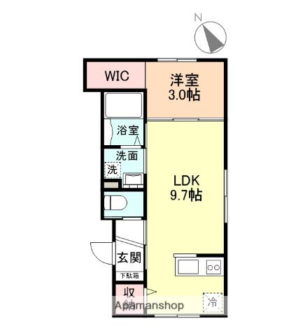 NEO 五福 A棟(1LDK/1階)の間取り写真