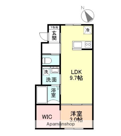 NEO 五福 A棟(1LDK/2階)の間取り写真