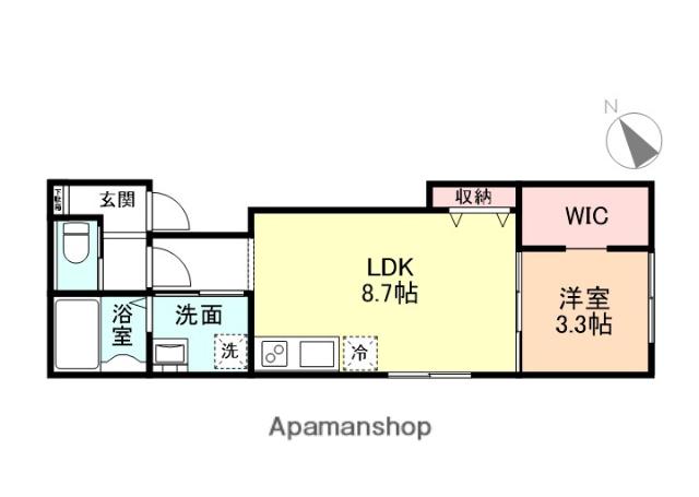 クロスシーズン五福A棟(1LDK/2階)の間取り写真