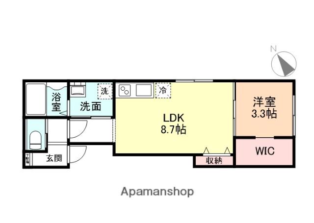 クロスシーズン五福A棟(1LDK/2階)の間取り写真