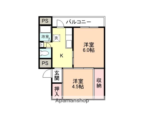 サクラハウス桜谷 1号棟(2K/2階)の間取り写真