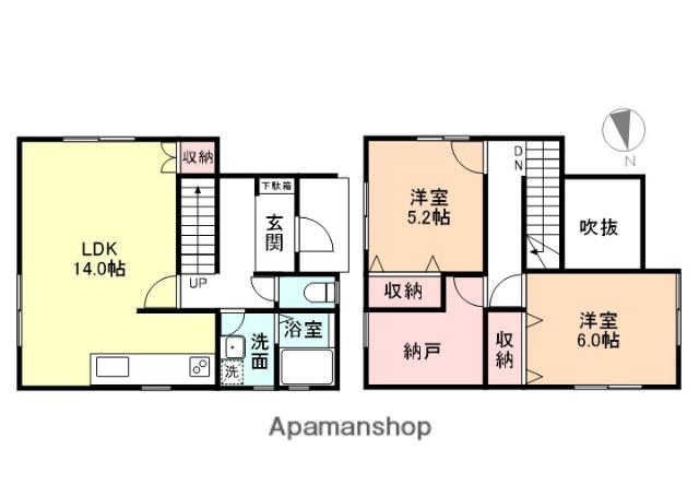 富山地鉄本線 越中荏原駅 徒歩7分 2階建 築11年(2SLDK)の間取り写真