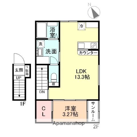 ル・アンジュ長江 A棟(1LDK/2階)の間取り写真