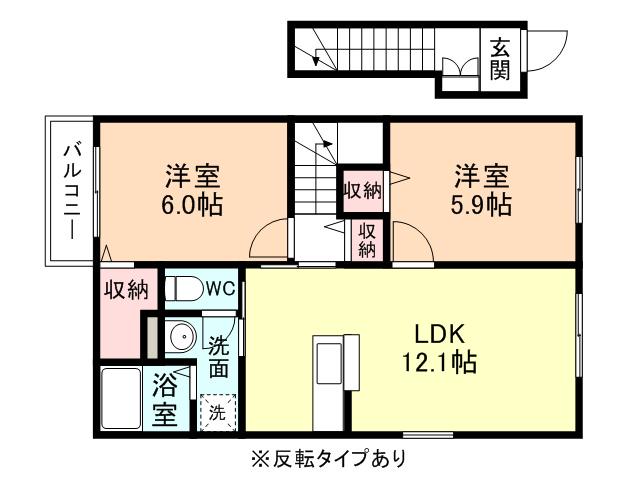 SKY VIEW Ⅲ(2LDK/3階)の間取り写真
