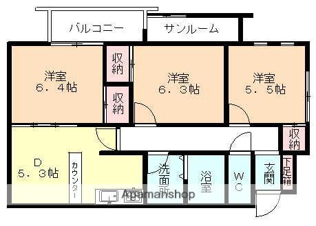 ヴィーア・ラッテアⅡ(3DK/1階)の間取り写真