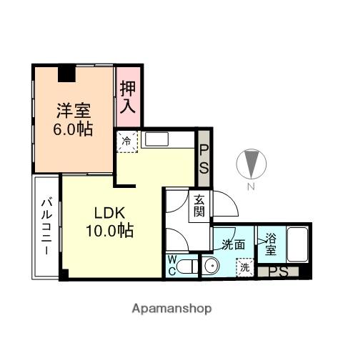 ベルトピア富山5A棟(1LDK/2階)の間取り写真