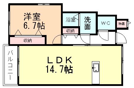 コンフォートみやび台Ⅱ(1LDK/1階)の間取り写真