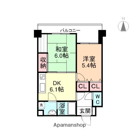ダイアパレス五番町(2DK/6階)の間取り写真