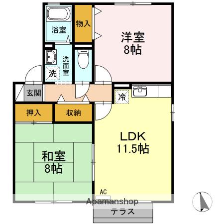 セジュールアウル(2LDK/1階)の間取り写真