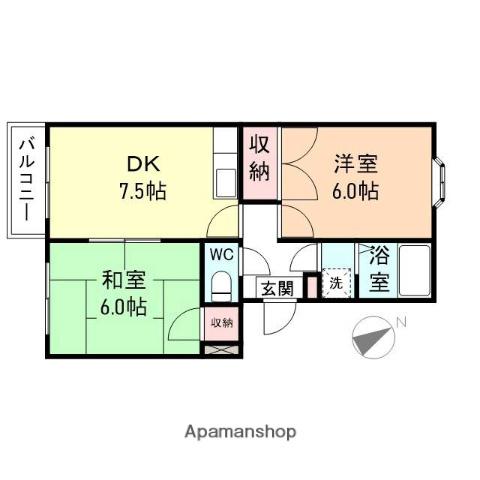 メゾン横田2(2DK/1階)の間取り写真