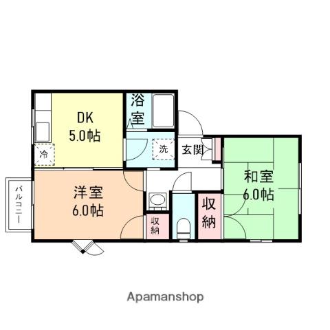 コーポフレグランス(2DK/1階)の間取り写真