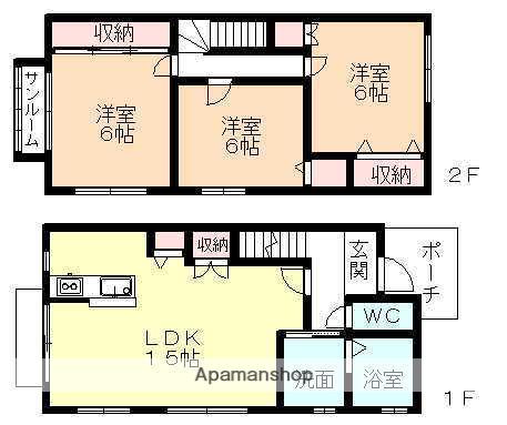 ピサリ福岡D棟(3LDK/1階)の間取り写真
