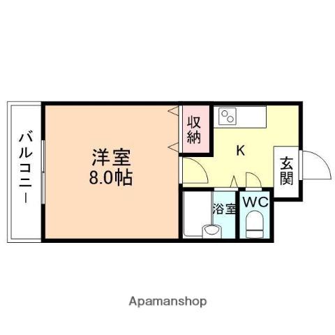 東太閤山モーニングハイツ21(1K/1階)の間取り写真