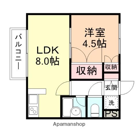 モア・アペックス横田本町(1LDK/1階)の間取り写真