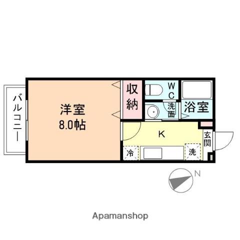 サングリーン野村(1K/1階)の間取り写真