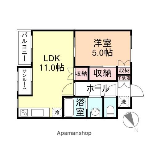 ソレイユ本郷アネックス(1LDK/2階)の間取り写真
