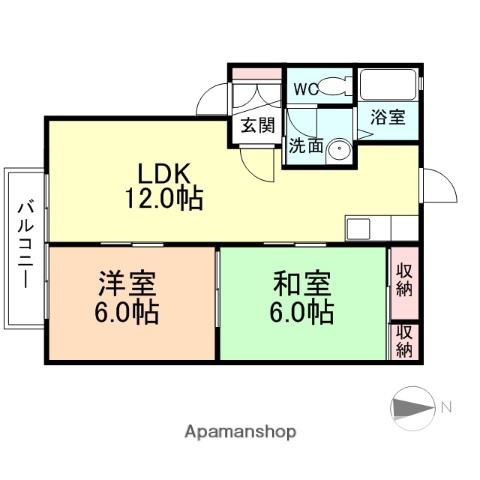 ディアス下牧野A(2LDK/1階)の間取り写真