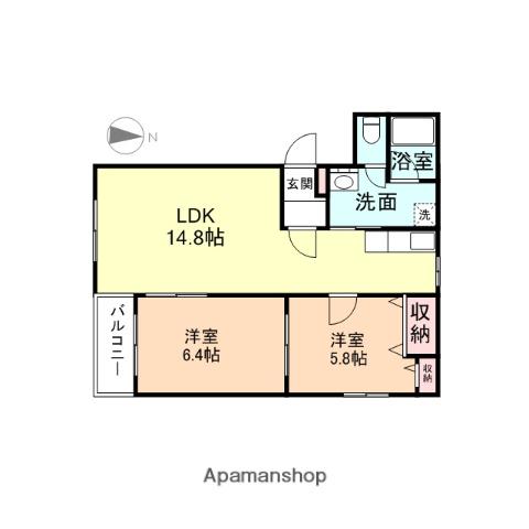 フェリーチェとなみ(2LDK/3階)の間取り写真