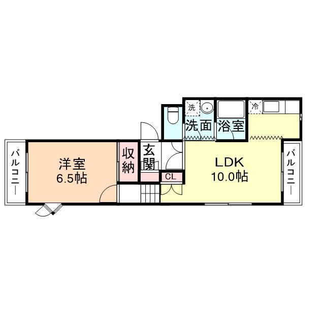カルムいわせ野(1LDK/2階)の間取り写真