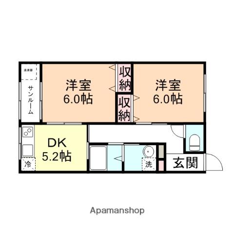 クラフトハウス野村A棟・B棟(2K/1階)の間取り写真