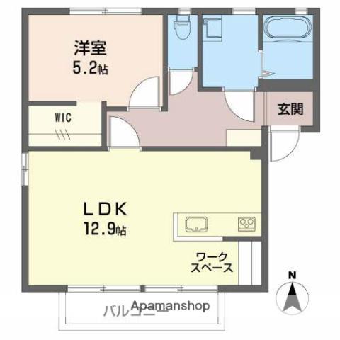 ドミール野村(1LDK/2階)の間取り写真