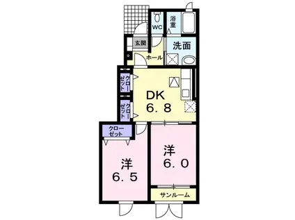ベル・フローラさくら(2DK/1階)の間取り写真